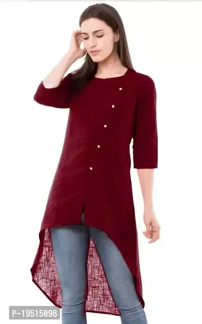 Stylish Purple Cotton Solid Kurta For Women