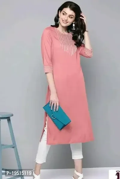 Stylish Pink Cotton Solid Kurta For Women-thumb0