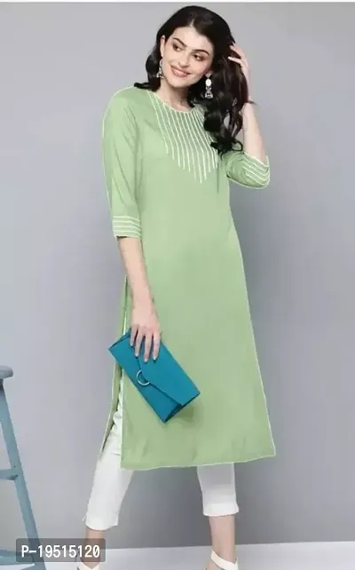 Stylish Green Cotton Solid Kurta For Women-thumb0