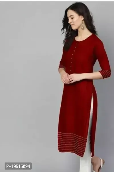 Stylish Maroon Cotton Solid Kurta For Women-thumb0