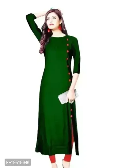 Stylish Green Cotton Solid Kurta For Women