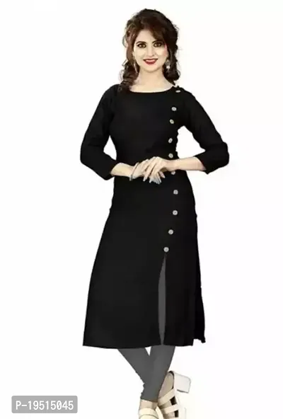 Stylish Black Cotton Solid Kurta For Women-thumb0