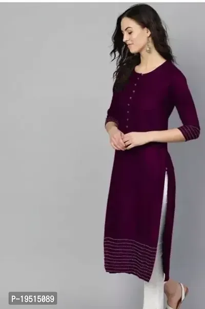 Stylish Magenta Cotton Solid Kurta For Women-thumb0