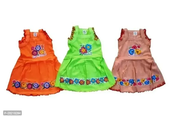 Trendy Multicoloured  Cotton Frocks Pack Of 3
