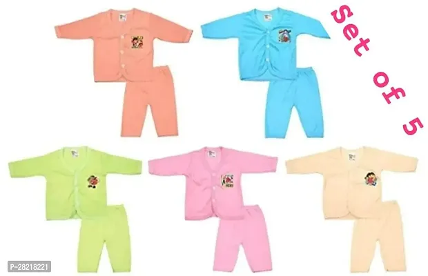 Multicolor Cotton Blend T Shirt and Pant Set of 5-thumb0