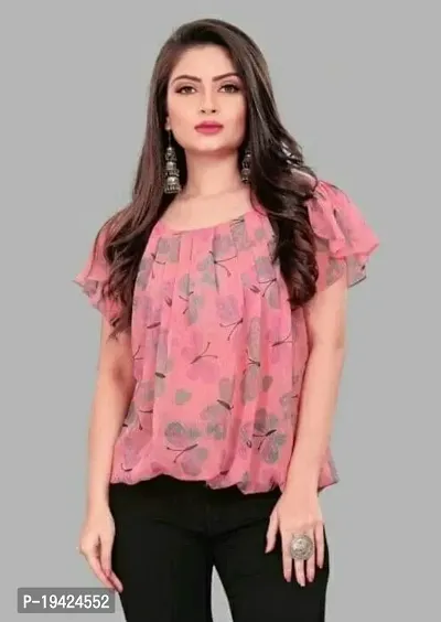 Trendy Printed Georgette Top For Women-thumb0