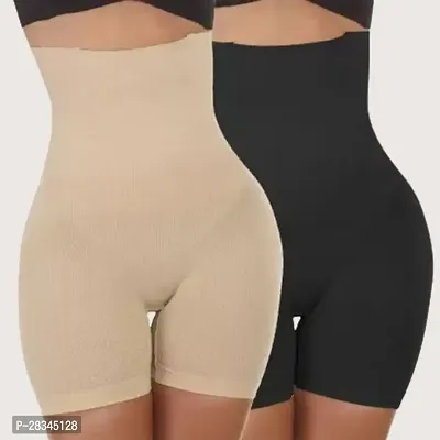 Women's Cotton Lycra 4-in-1 Blended High Waist Tummy Thigh Shapewear Assorted