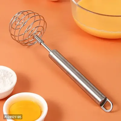 Dhruv Mart Egg Beater,Stainless Steel Egg Beater Hand Whisk Spiral Blender Mixer Baking Cooking Tools Kitchen Gadget,Silver,standard(SS555)