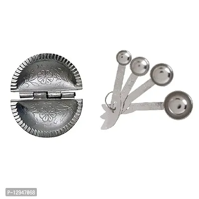 Aluminium Gujiya Mould SanchaAnd Stainless Steel Measuring Spoons Set of 4 Pieces 2 Pcs-thumb0