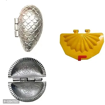 Aluminium Momos And Gujiya Mould Sancha With Plastic Gujiya Mould Sancha Maker (Multicolour) 3 Pcs-thumb0