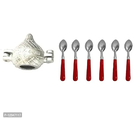 Aluminium Modak Mould Sancha With Plastic Handle 6 Pcs Spoon 2 Pcs-thumb0