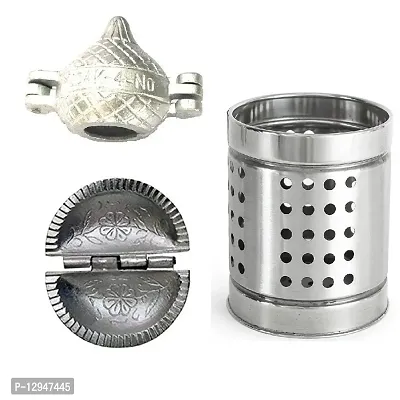 Aluminium Modak And Gujiya Mould Sancha With Stainless Steel Cutlery Holder 3 Pcs-thumb0