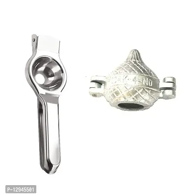 Stainless Steel Lemon Squeezer With Aluminium Modak Mould 2 Pcs-thumb0