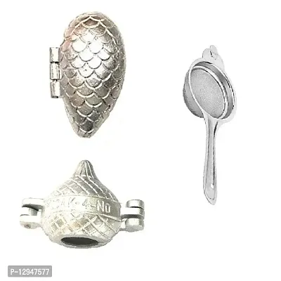 Aluminium Momos And Modak Mould Sancha With Stainless Steel Tea Strainer 3 Pcs-thumb0