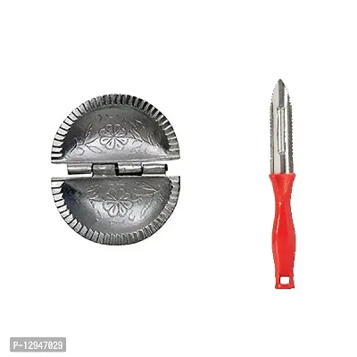 Aluminium Gujiya Mould SanchaAnd Plastic Peeler 2 Pcs