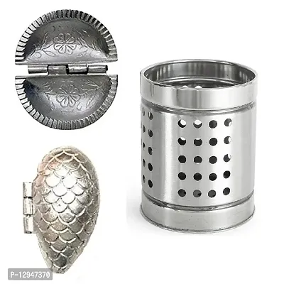 Aluminium Gujiya And Momos Mould Sancha With Stainless Steel Cutlery Holder 3 Pcs-thumb0