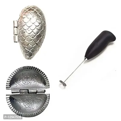 Aluminium Momos And Gujiya Mould SanchaAnd Electric Coffee Beater Foam Maker Milk Frother 3 Pcs-thumb0