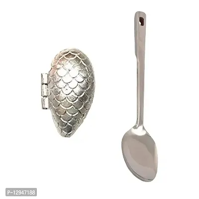 Aluminium Momo Mould Sancha And SS Cooking Spoon Strainer Paan With Long Handle 2 Pcs-thumb0