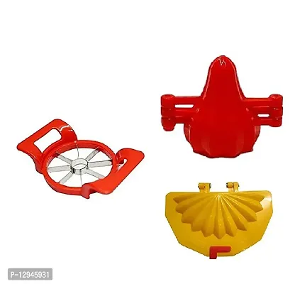 Plastic Apple Cutter Cutter And Plastic Modak And Gujiya Mould Sancha Maker 3 Pcs-thumb0