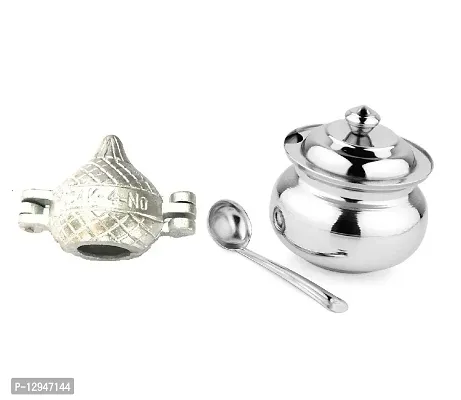 Aluminium Modak Mould SanchaAnd Stainless Steel Ghee Pot Jar With Spoon 2 Pcs-thumb0