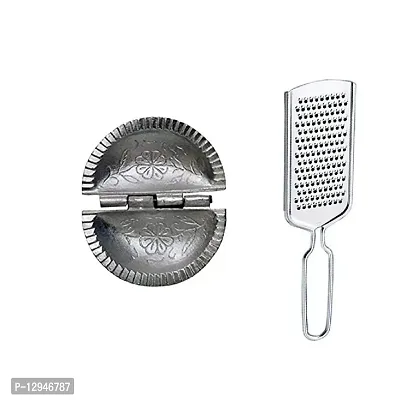 Aluminium Gujiya Mould Sancha With Stainless Steel Cheese Grater 2 Pcs-thumb0