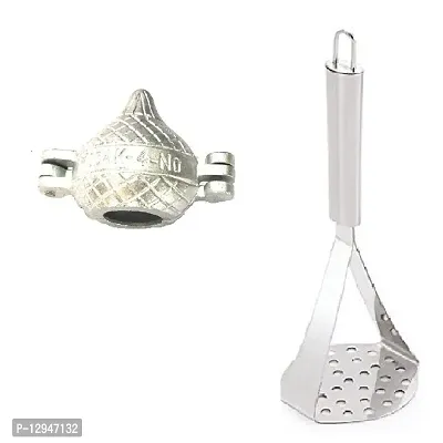 Aluminium Modak Mould SanchaAnd Stainless Steel Potato Pav Bhaji Big Masher 2 Pcs-thumb0