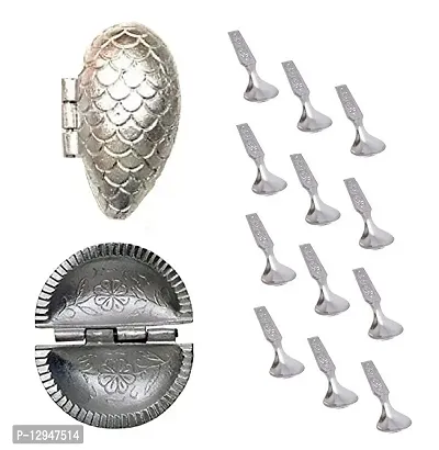 Aluminium Momos And Gujiya Mould Sancha With Stainless Steel 6 Pcs Spoon 3 Pcs-thumb0