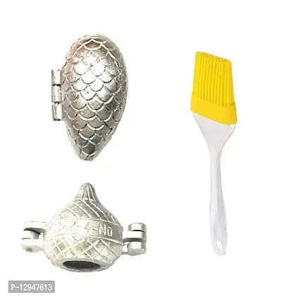 Aluminium Momos And Modak Mould Sancha And Silicone Big Oil Brush Only 3 Pcs-thumb0