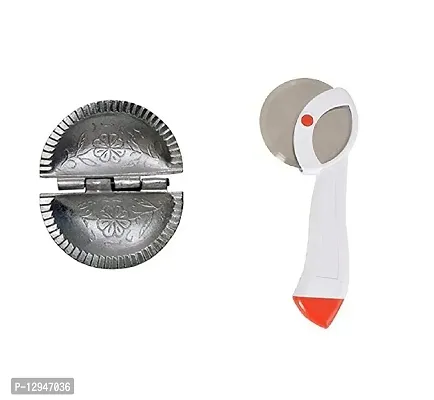 Aluminium Gujiya Mould SanchaAnd Apex Pizza Cutter 2 Pcs-thumb0