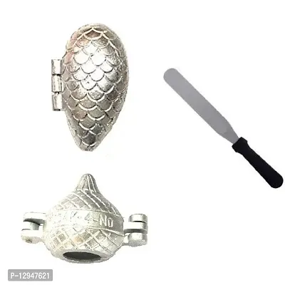 Aluminium Momos And Modak Mould Sancha And Stainless Steel Flat Pallet Knife Spatula for Spreading Smoothing of Icing Bakeware Tool 3 Pcs