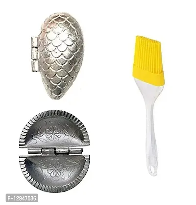 Aluminium Momos And Gujiya Mould SanchaAnd Silicone Big Oil Brush Only 3 Pcs