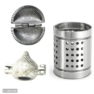 Aluminium Gujiya And Modak Mould Sancha With Stainless Steel Cutlery Holder 3 Pcs-thumb0