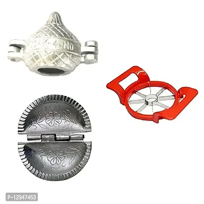 Aluminium Modak And Gujiya Mould SanchaAnd Apple Cutter 3 Pcs