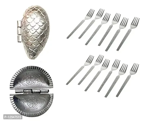 Aluminium Momos And Gujiya Mould Sancha With Stainless Steel 6 Pcs Fork 3 Pcs-thumb0