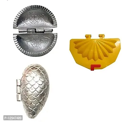 Aluminium Gujiya And Momos Mould Sancha With Plastic Gujiya Mould Sancha Maker (Multicolour) 3 Pcs-thumb0