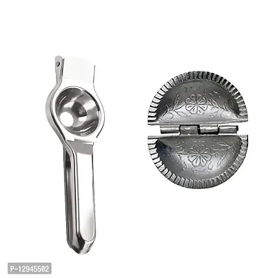 Stainless Steel Lemon Squeezer With Aluminium Gujiya Mould 2 Pcs-thumb0