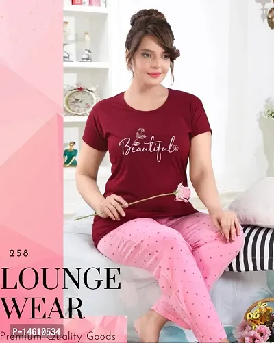 Stylish Women Cotton Hosiery Lounge Set-thumb0