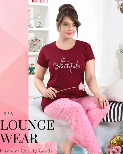 Stylish Women Cotton Hosiery Lounge Set