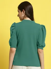 Elegant Green Polyester Solid Top For Women-thumb1