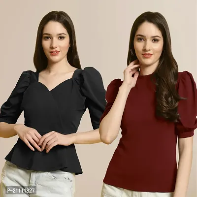 Fabflee Regular Casual Stylish Wear Top for Women  Pack Of 2-thumb0