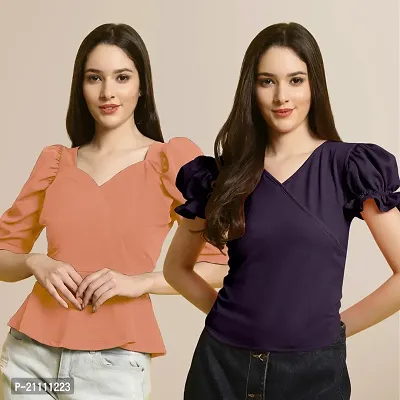 Fabflee Regular Casual Stylish Wear Top for Women  Pack Of 2-thumb0