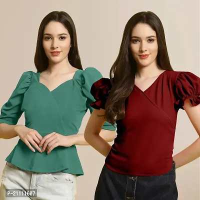 Fabflee Regular Casual Stylish Wear Top for Women  Pack Of 2-thumb0