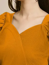 Elegant Yellow Polyester Solid Top For Women-thumb3