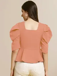 Elegant Peach Polyester Solid Top For Women-thumb1