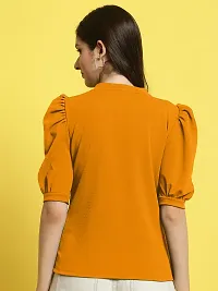 Elegant Yellow Polyester Solid Top For Women-thumb1