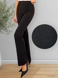 Elegant Black Cotton Solid Trousers For Women-thumb2