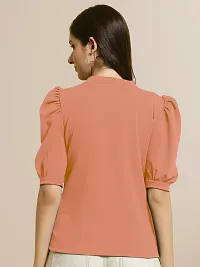 Elegant Peach Polyester Solid Top For Women-thumb1