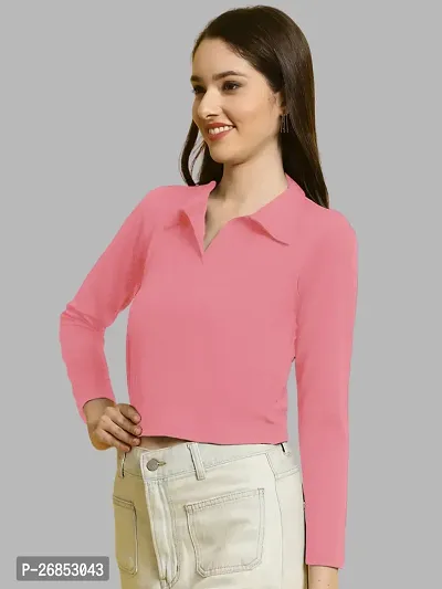 Elegant Pink Lycra Solid Top For Women-thumb3