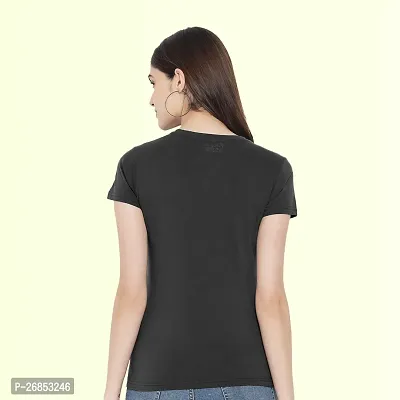 Elegant Black Cotton Printed Tshirt For Women-thumb2