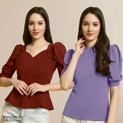 Fabflee Regular Casual Stylish Wear Top for Women  Pack Of 2-thumb0